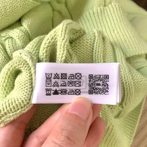 Zara CHUNKY POLO NECK SWEATER WITH BRAID CABLE PATTERN in Lime - Picture 10 of 11